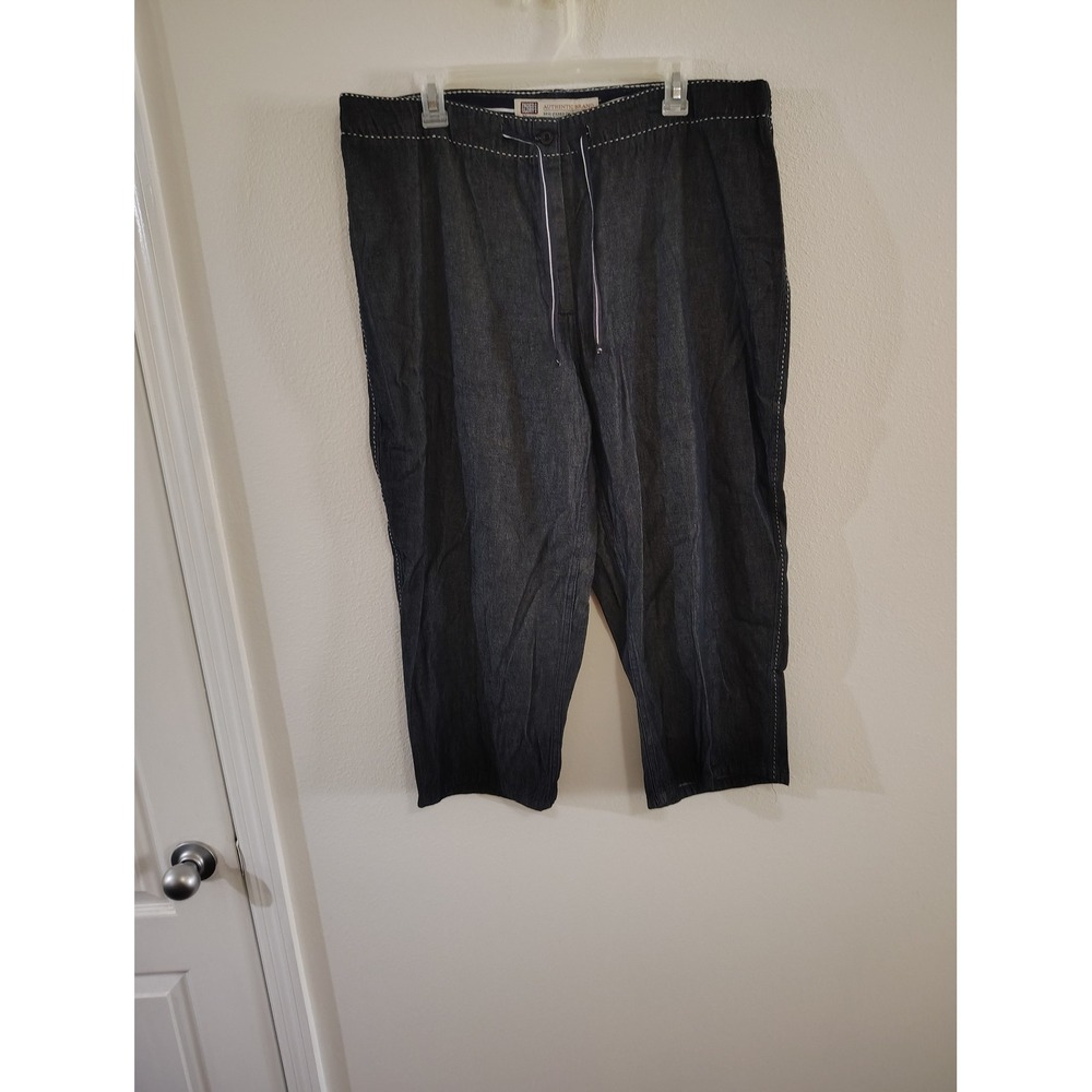 Faded Glory  Dark Indigo Denim Capri Pants Drawstring Waist Plus 16W FG27431